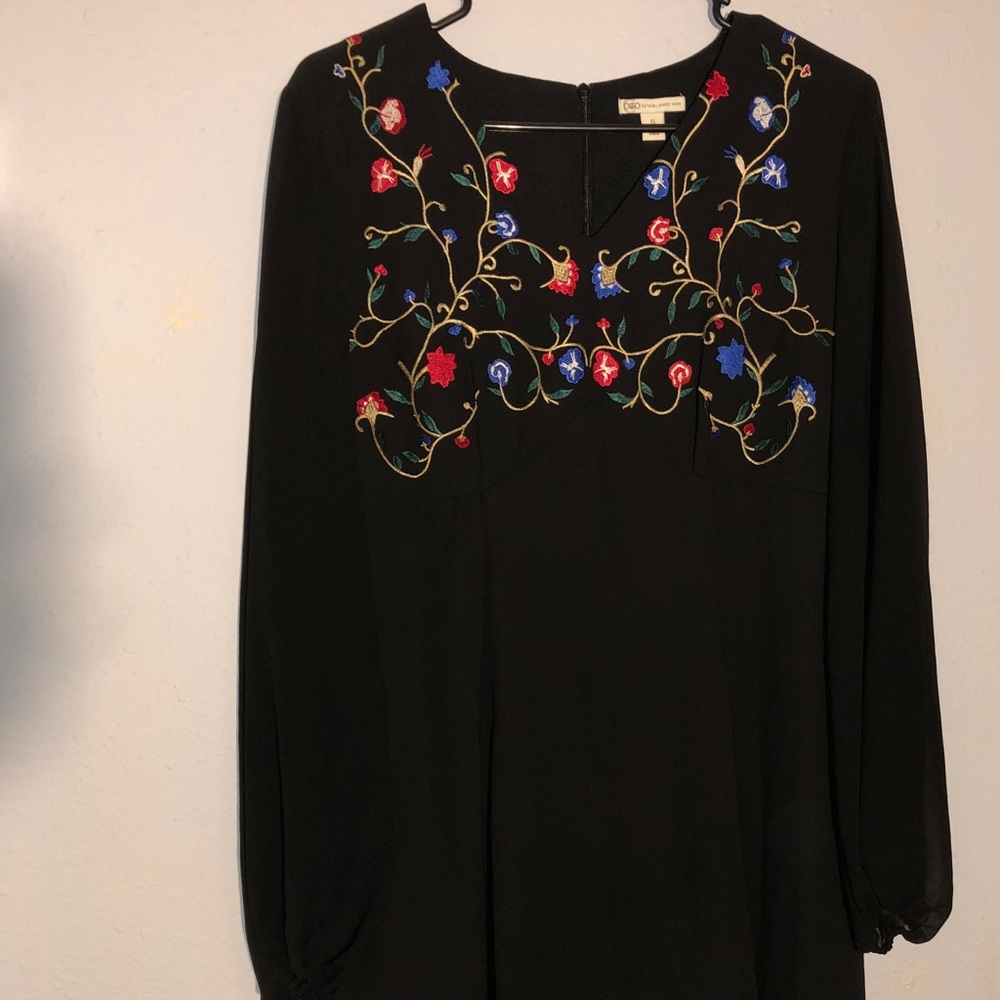 Black dress with flower design